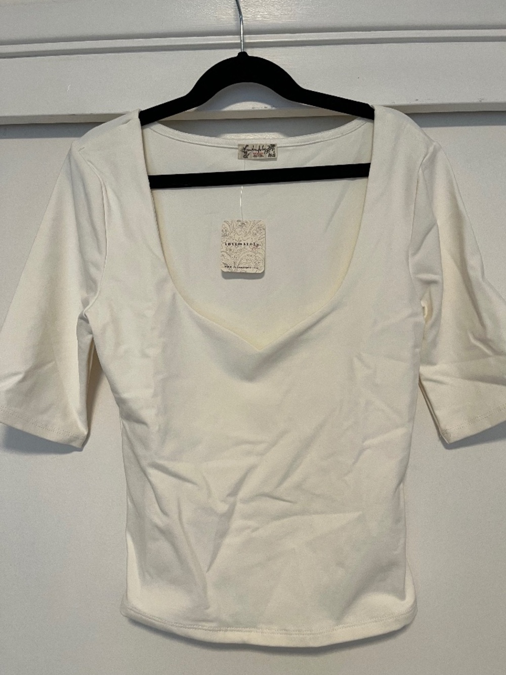Free People Intimately Autumn Sun Top NWT Ivory White Sweetheart Neck Tee / XS